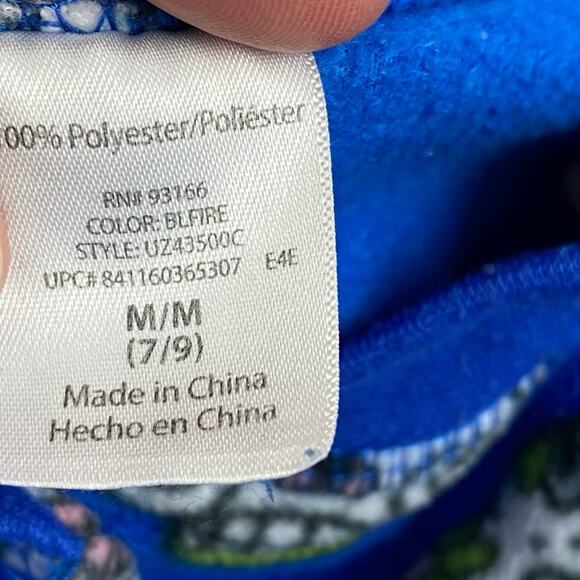 Sugar Skulls Footed Pajamas Sz M Blue White - Picture 5 of 5